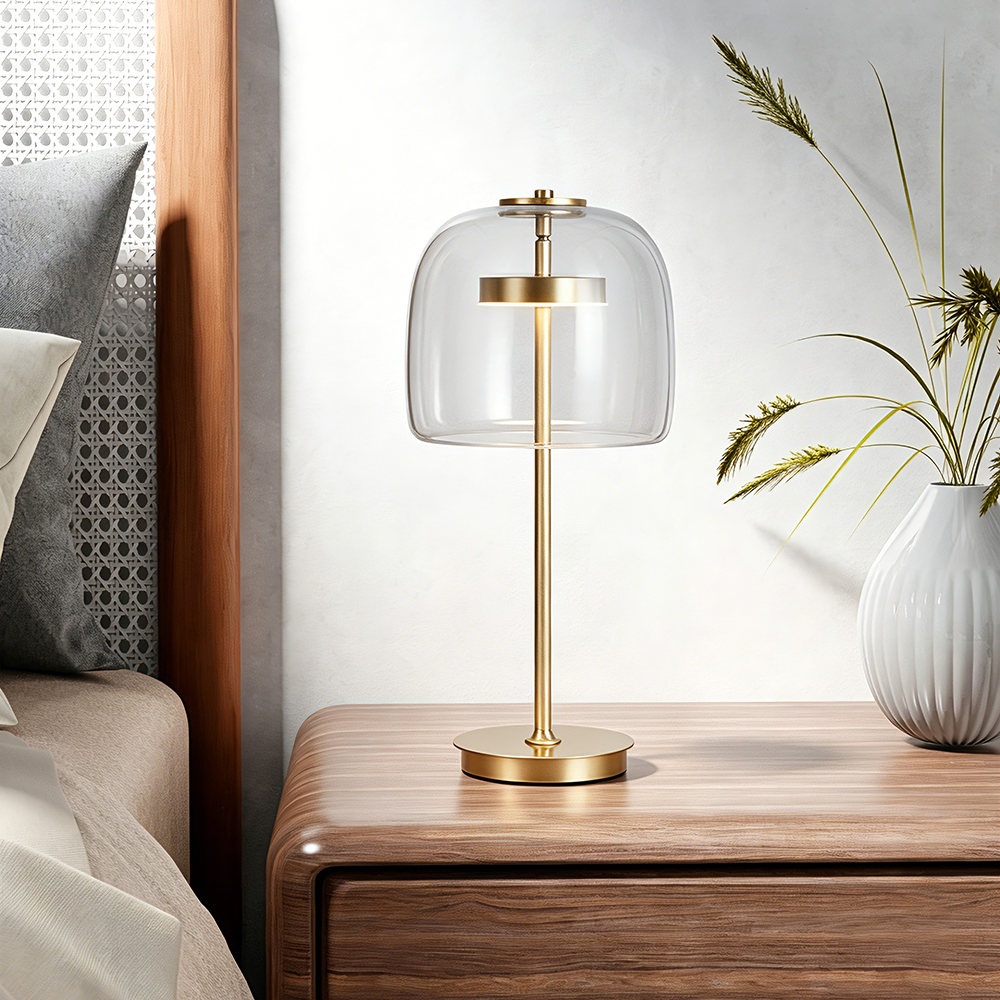 Copper Nordic Modern Minimalist Glass Desk Lamp Luxury Decorative Table Light Bedroom Bedside LED Table Lamp - Image 4