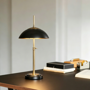 Copper Modern LED Table Lamp Reading Lighting Minimalist Gold with Mushroom Dome Lampshade for Bedroom Living Room