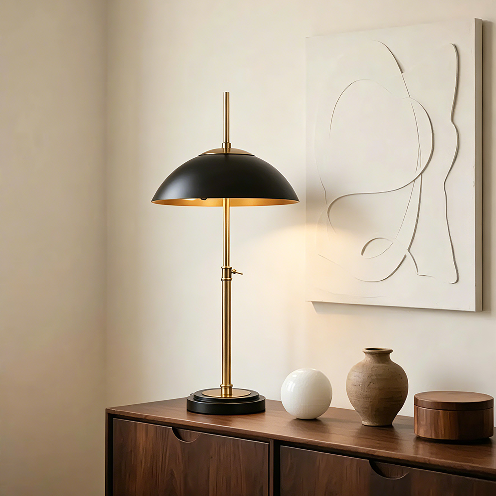 Copper Modern LED Table Lamp Reading Lighting Minimalist Gold with Mushroom Dome Lampshade for Bedroom Living Room - Image 3