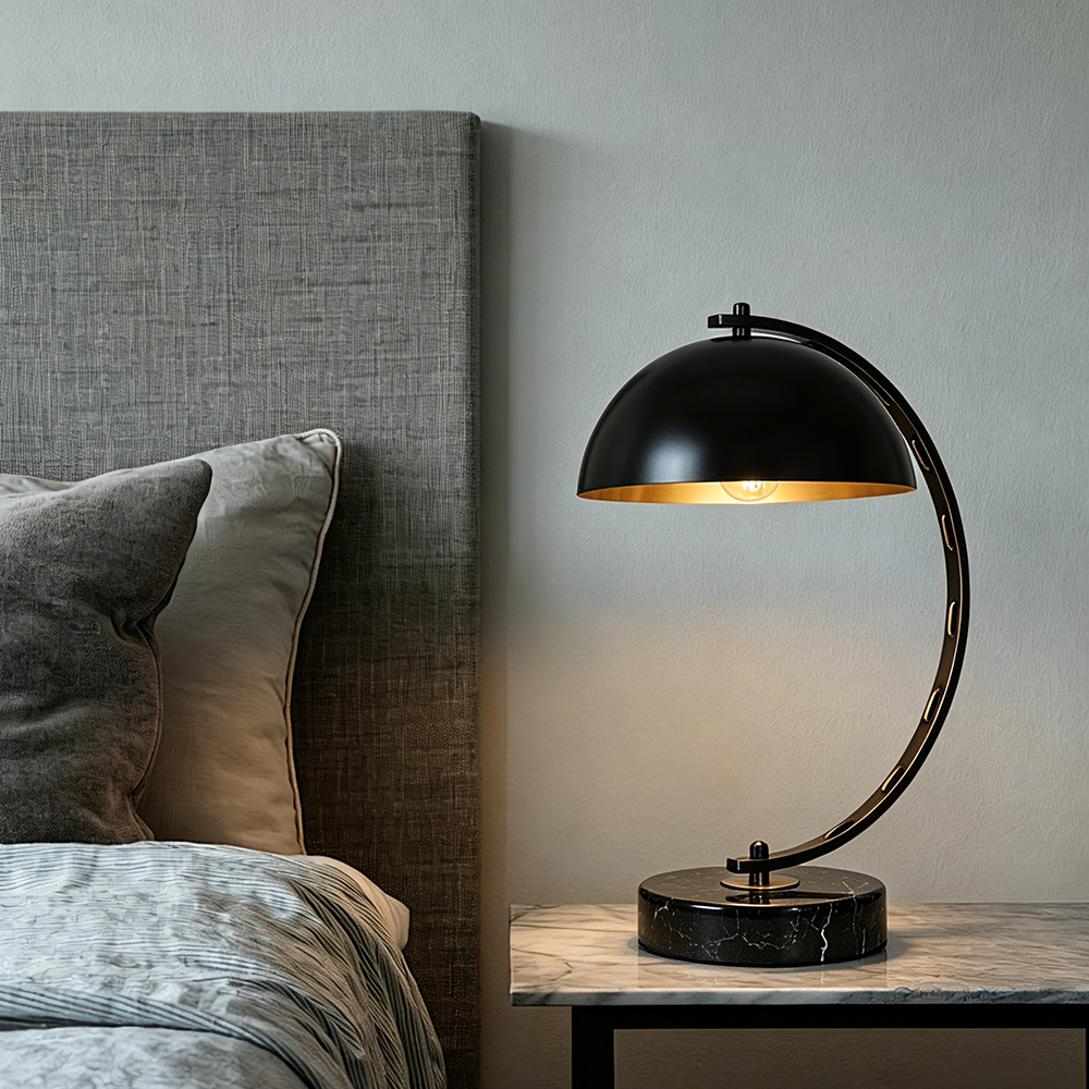 Copper Modern Designer Fashionable Led Table Lamp Marble Base Led Light Half Ball Metal Rechargeable Table Lamp for Bedroom - Image 2