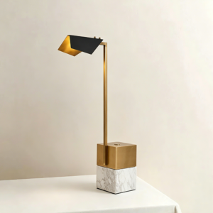 Factory price custom All Copper Minimalist Geometric Table Lamp with Elegant Finishes Brass