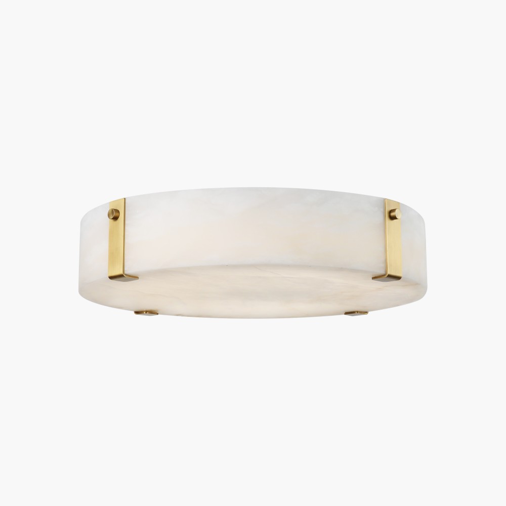 Marble Ceiling Light With Brass Accents a Spanish Alabaster Shade With Soft Warm White LED Light - Image 2