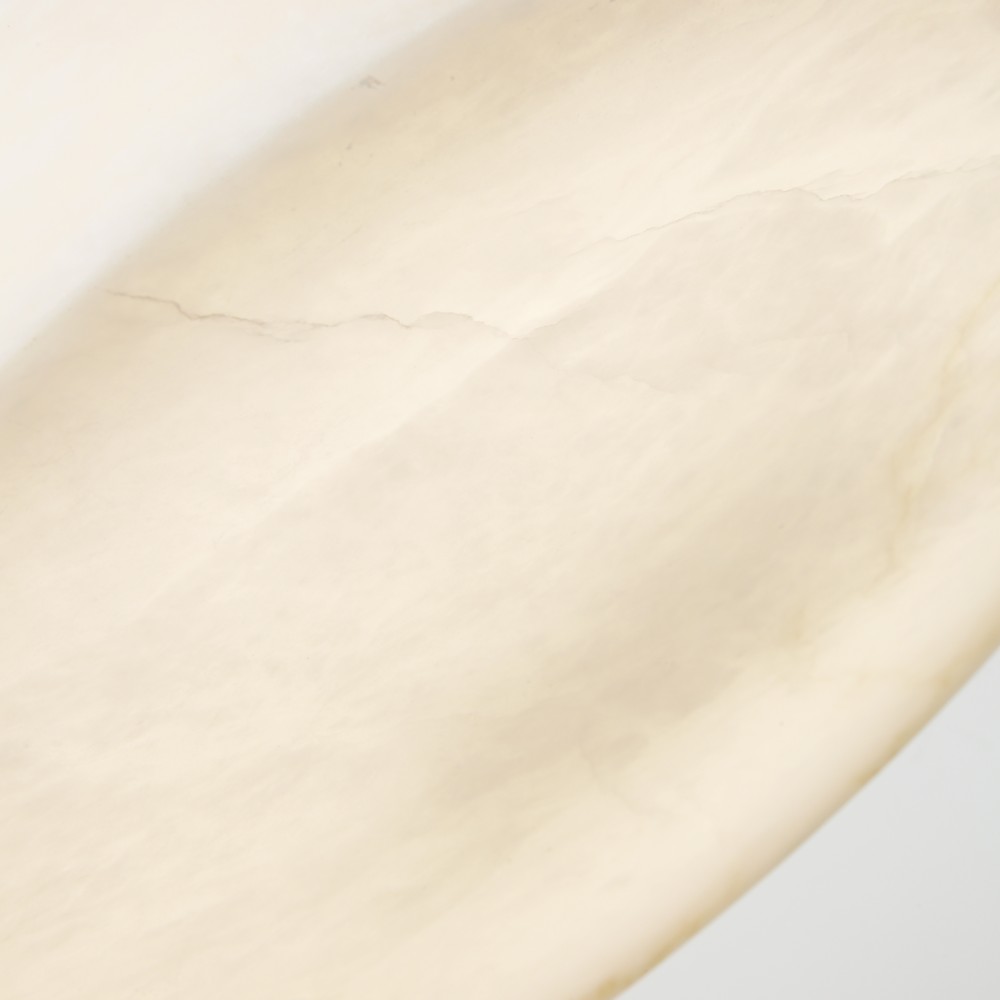 Marble Ceiling Light With Brass Accents a Spanish Alabaster Shade With Soft Warm White LED Light - Image 6