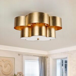 Iron gold round ceiling light, recessed chandelier, E14 ceiling light for home decoration