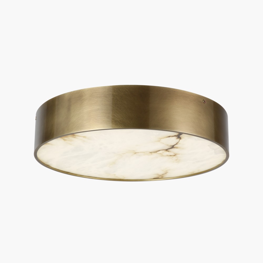 Round alabaster ceiling light with wrought iron accessories, Spanish marble surface, soft warm white LED light - Image 2