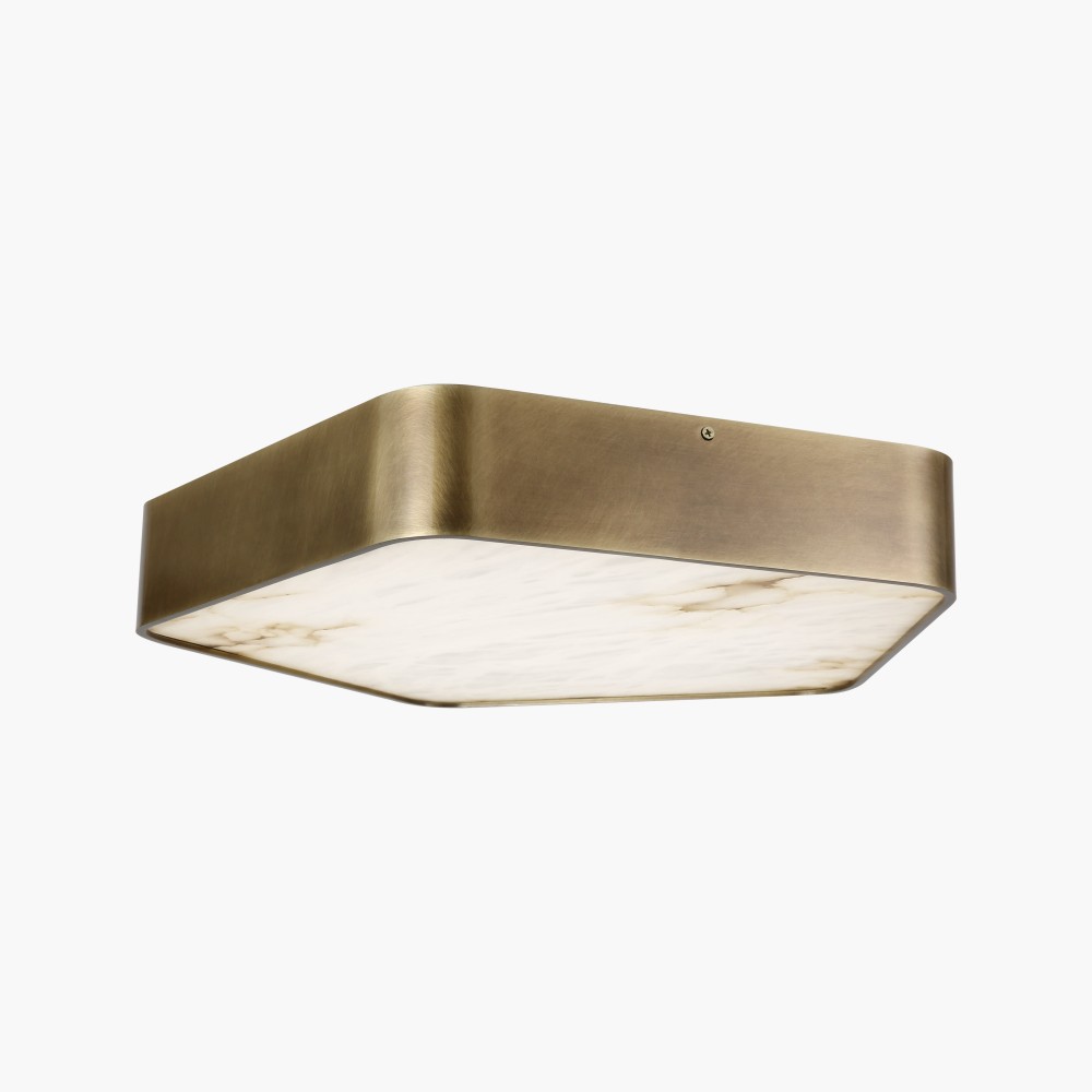 Modern wrought iron ceiling light, square Spanish marble shade, dimmable warm white LED, for hotels & villas - Image 3