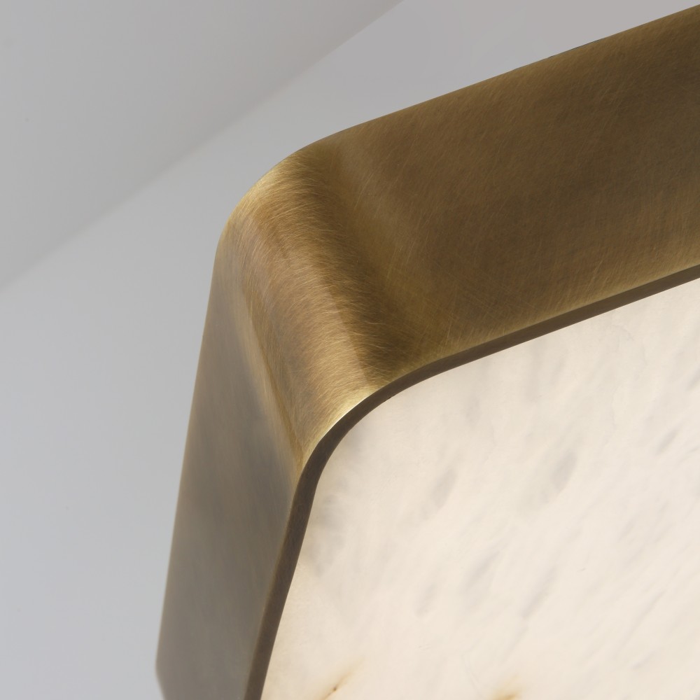 Modern wrought iron ceiling light, square Spanish marble shade, dimmable warm white LED, for hotels & villas - Image 4