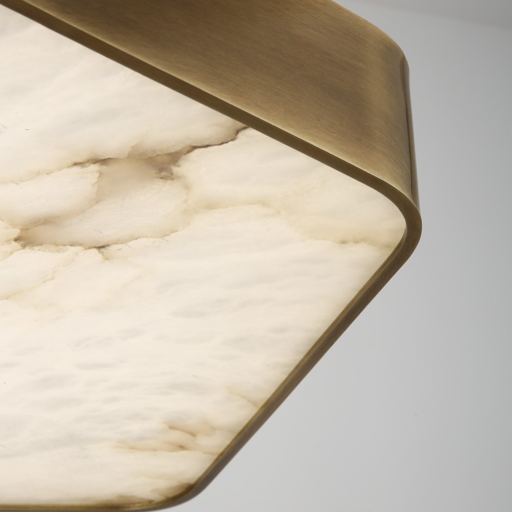 Modern wrought iron ceiling light, square Spanish marble shade, dimmable warm white LED, for hotels & villas - Image 5