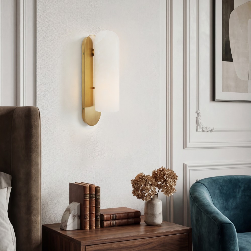 Wall Lamps Modern Wall Lamp Alabaster Wall Light Copper Indoor Luxury LED Bedside Bedroom Hotel Decorative Lighting Fixture - Image 3