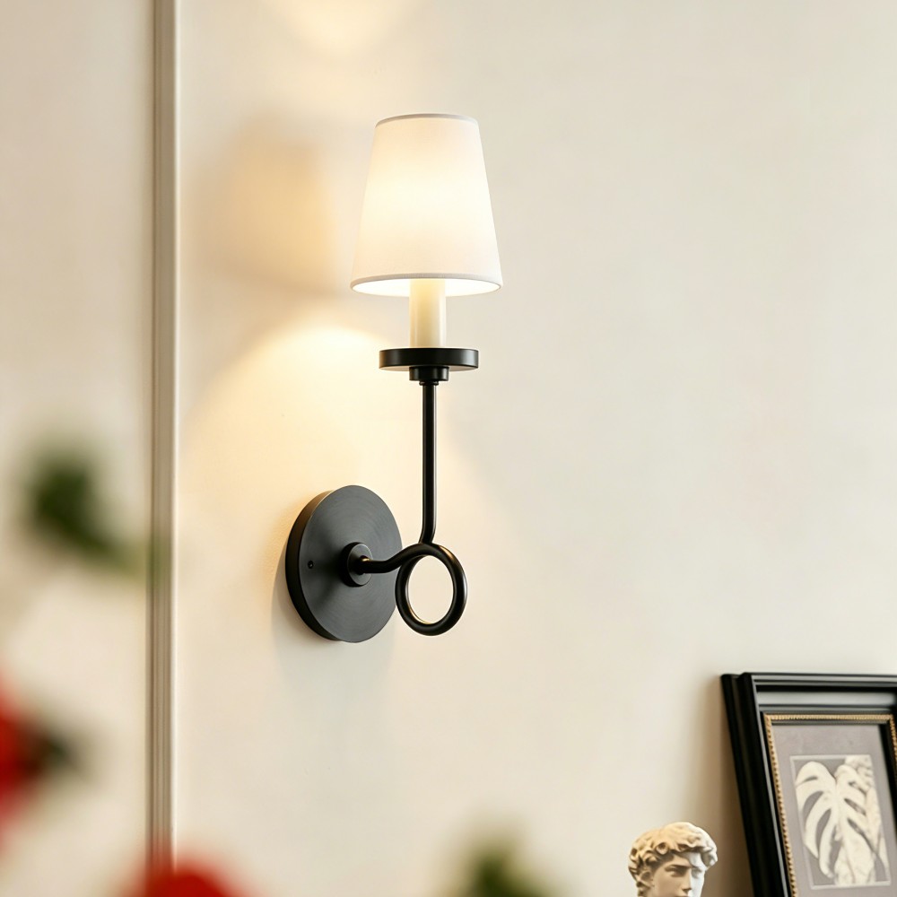 Wall Lamp Modern Wall Lamp Indoor Wall Light Copper Fabric Shade Decorative Bedroom Living Room Hotel Villa Interior Lighting - Image 3
