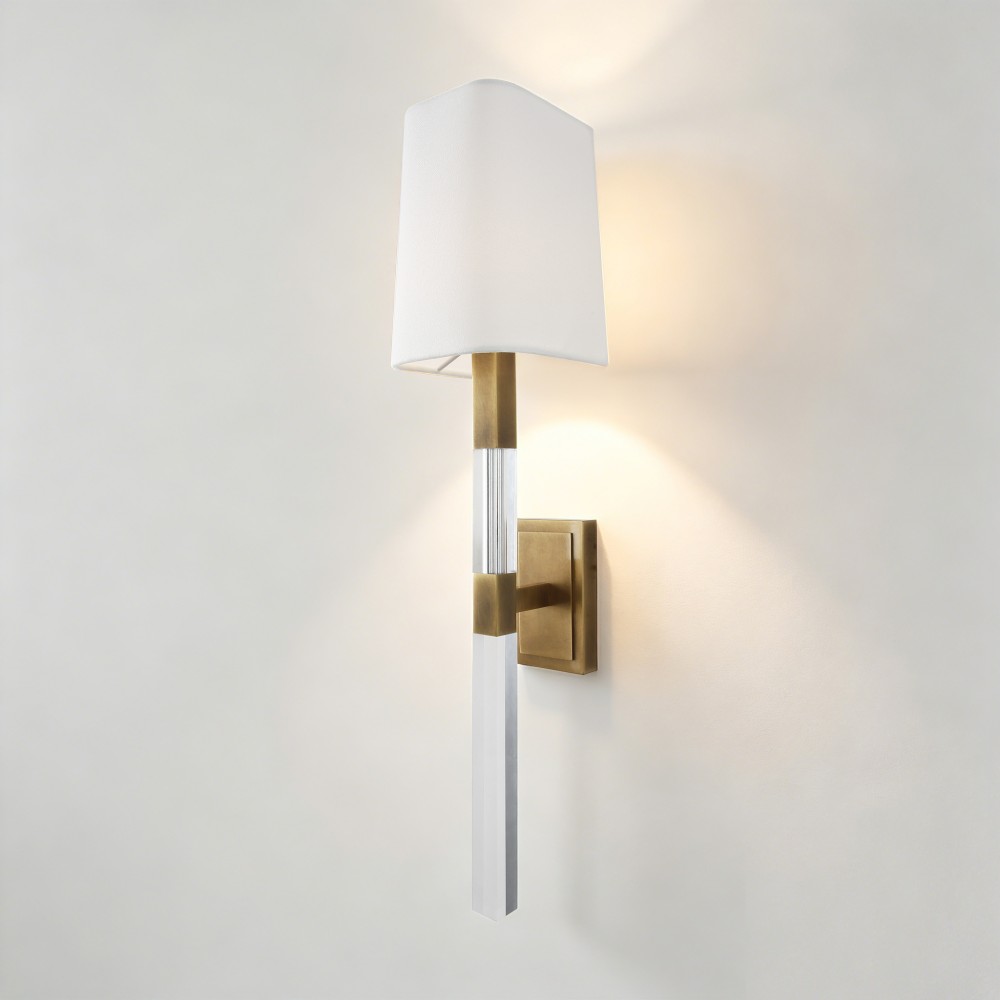 Modern LED Wall Lamp Copper Acrylic Fabric Shade Elegant Fixture Decorative Indoor Lighting for Bedroom Living Room Hotel Design