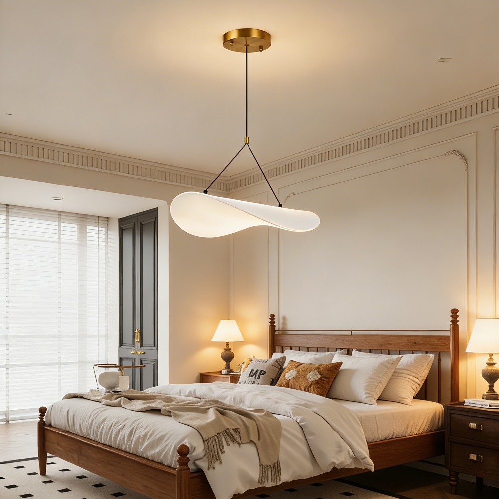 Pendant Light Modern Fabric Copper Lighting Fixture Wave Design Luxury Decorative Soft Light Dining Room Living Room Hotel Villa