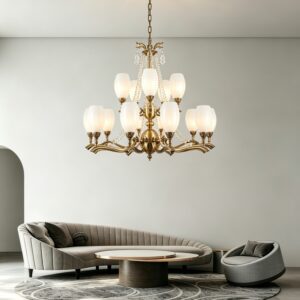 Chandelier Modern Chandelier Living Room Copper Glass Crystal Style Luxury Pendant Dining Room Hotel Interior Lighting