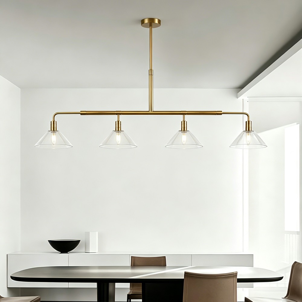 Pendant Light Glass Copper Modern Lighting Fixture Linear Bar Design Luxury Kitchen Island Dining Room Home Interior Project - Image 3