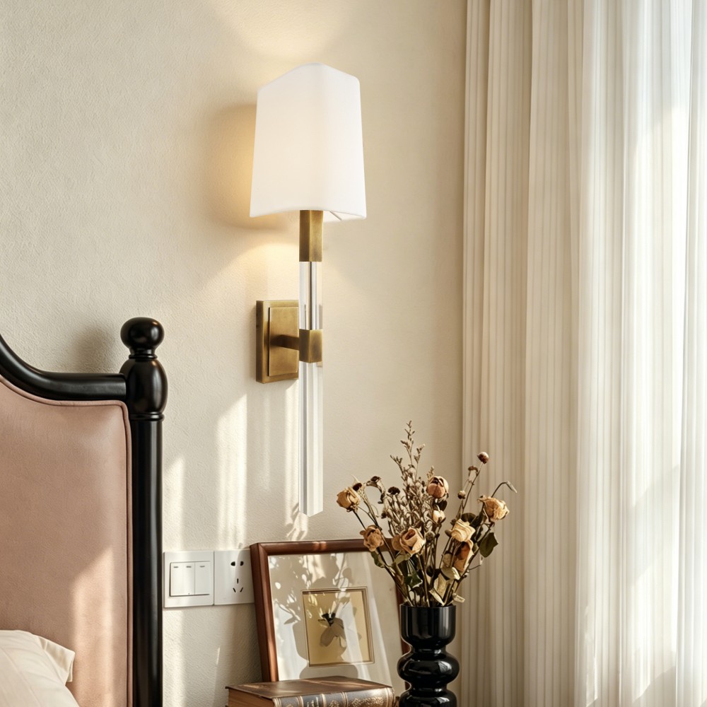 Modern LED Wall Lamp Copper Acrylic Fabric Shade Elegant Fixture Decorative Indoor Lighting for Bedroom Living Room Hotel Design - Image 3