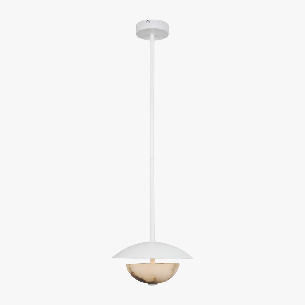 Pendant Light Modern Alabaster Half Dome Shade Copper Lighting Fixture Luxury Marble Design Dining Room Living Room Hotel Villa - Image 4