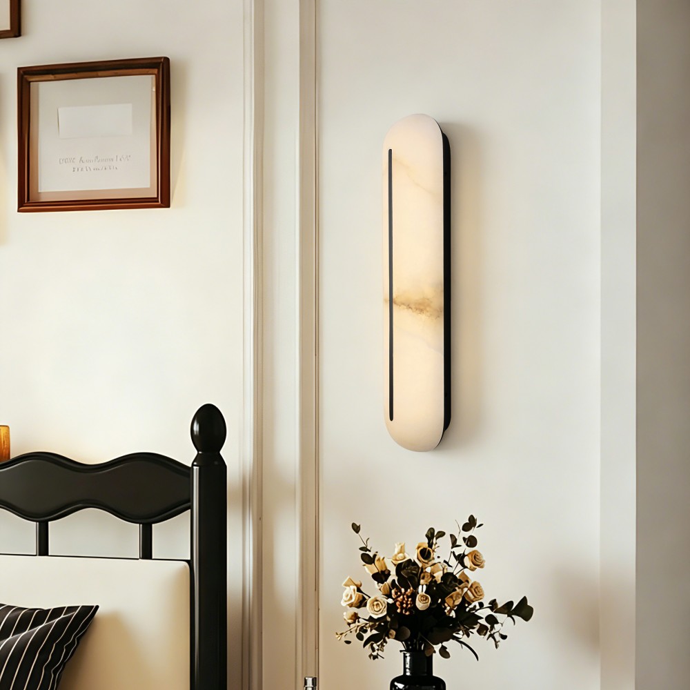 Wall Lamp Alabaster Marble Lighting Fixture Modern Vertical Design Natural Stone Shade Soft Light Bedroom Hallway Hotel Decor - Image 2