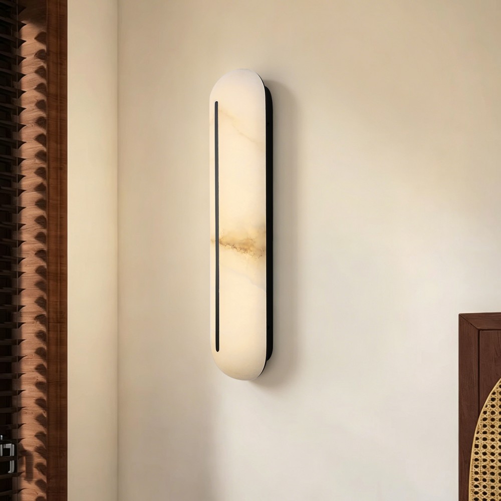 Wall Lamp Alabaster Marble Lighting Fixture Modern Vertical Design Natural Stone Shade Soft Light Bedroom Hallway Hotel Decor - Image 3