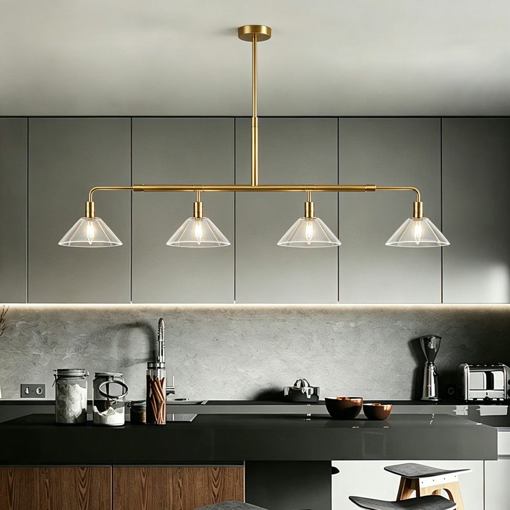 Pendant Light Glass Copper Modern Lighting Fixture Linear Bar Design Luxury Kitchen Island Dining Room Home Interior Project - Image 2