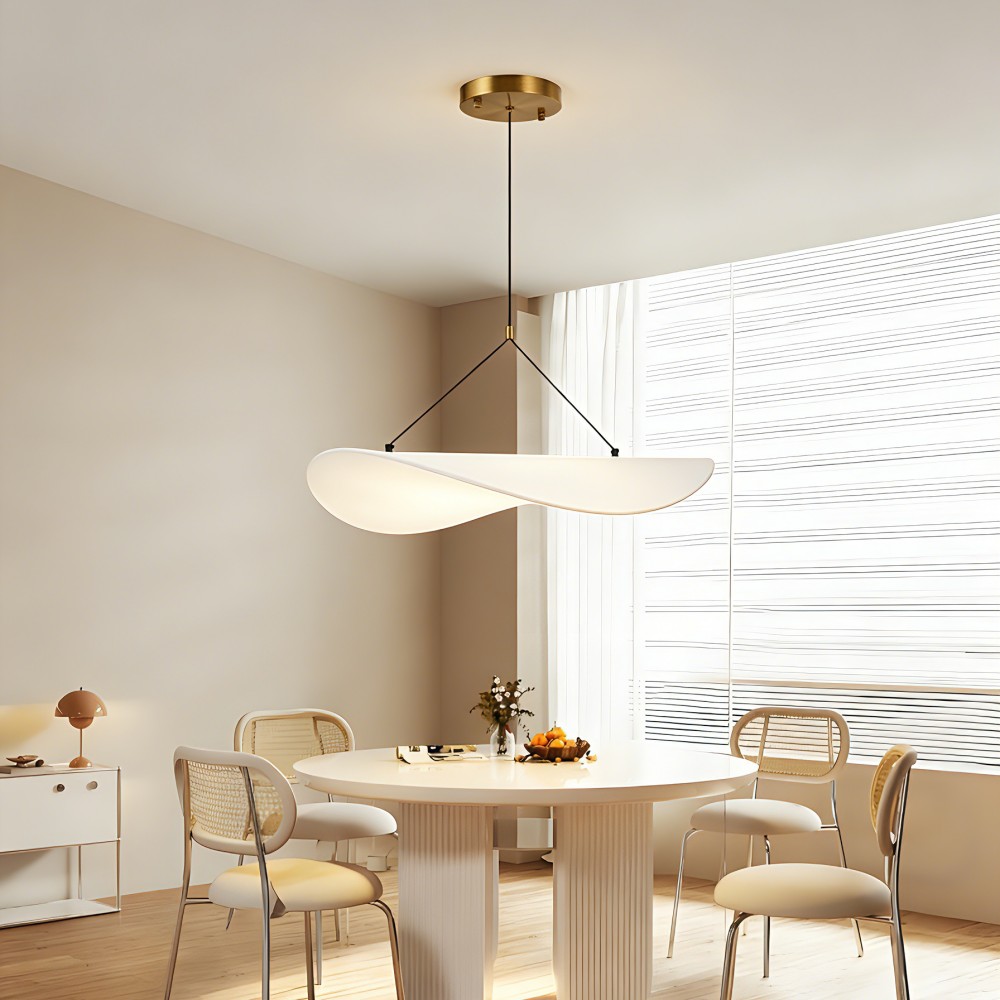 Pendant Light Modern Fabric Copper Lighting Fixture Wave Design Luxury Decorative Soft Light Dining Room Living Room Hotel Villa - Image 2