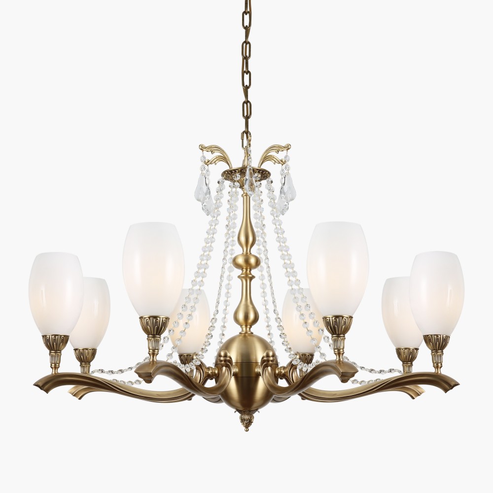 Chandelier Modern Chandelier Living Room Copper Glass Crystal Style Luxury Pendant Dining Room Hotel Interior Lighting - Image 4