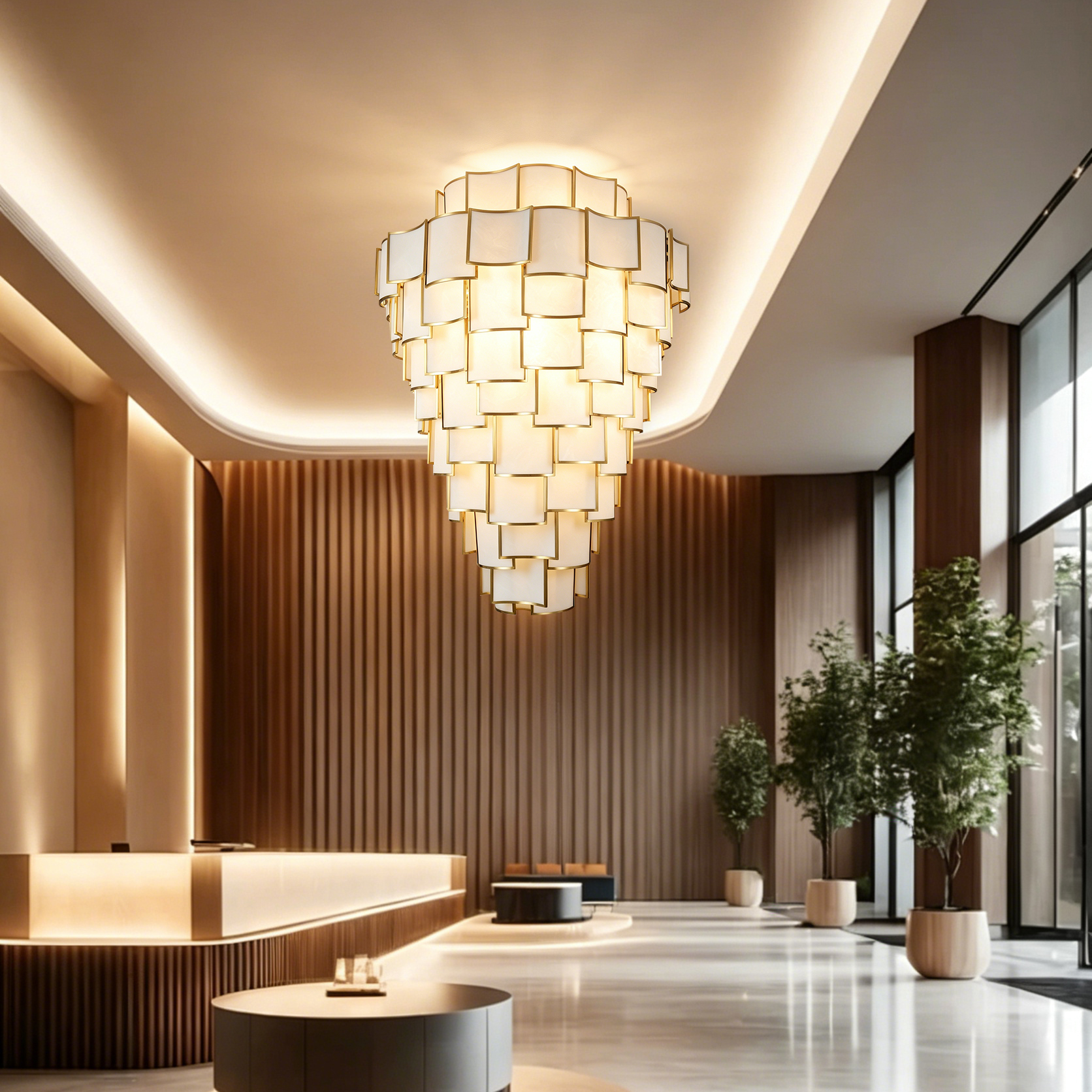 Alabaster Chandelier Copper Modern Luxury Fixture Decorative Indoor Lighting for Villa Hotel Lobby Living Room Dining Area Home - Image 3