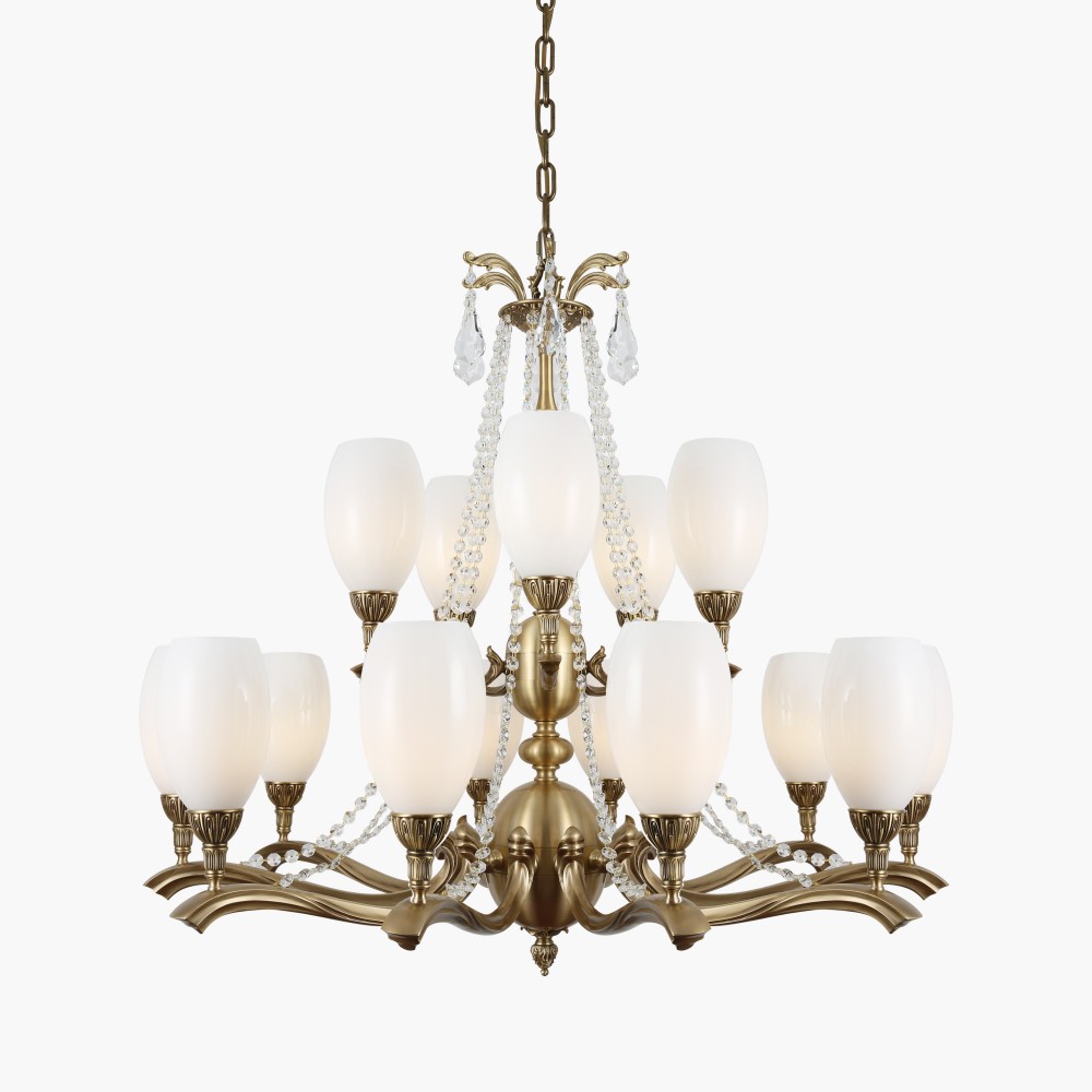 Chandelier Modern Chandelier Living Room Copper Glass Crystal Style Luxury Pendant Dining Room Hotel Interior Lighting - Image 3