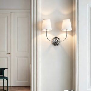 Wall Lamp Wall Light Interior Modern Wall Lamp Twin Shade Copper Fabric Shade Luxury Bedroom Hotel Home Decorative Lighting