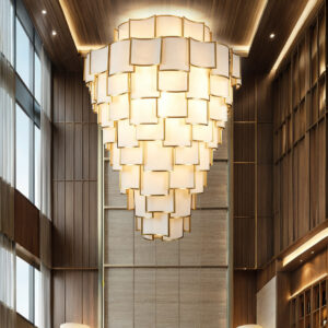 Alabaster Chandelier Copper Modern Luxury Fixture Decorative Indoor Lighting for Villa Hotel Lobby Living Room Dining Area Home