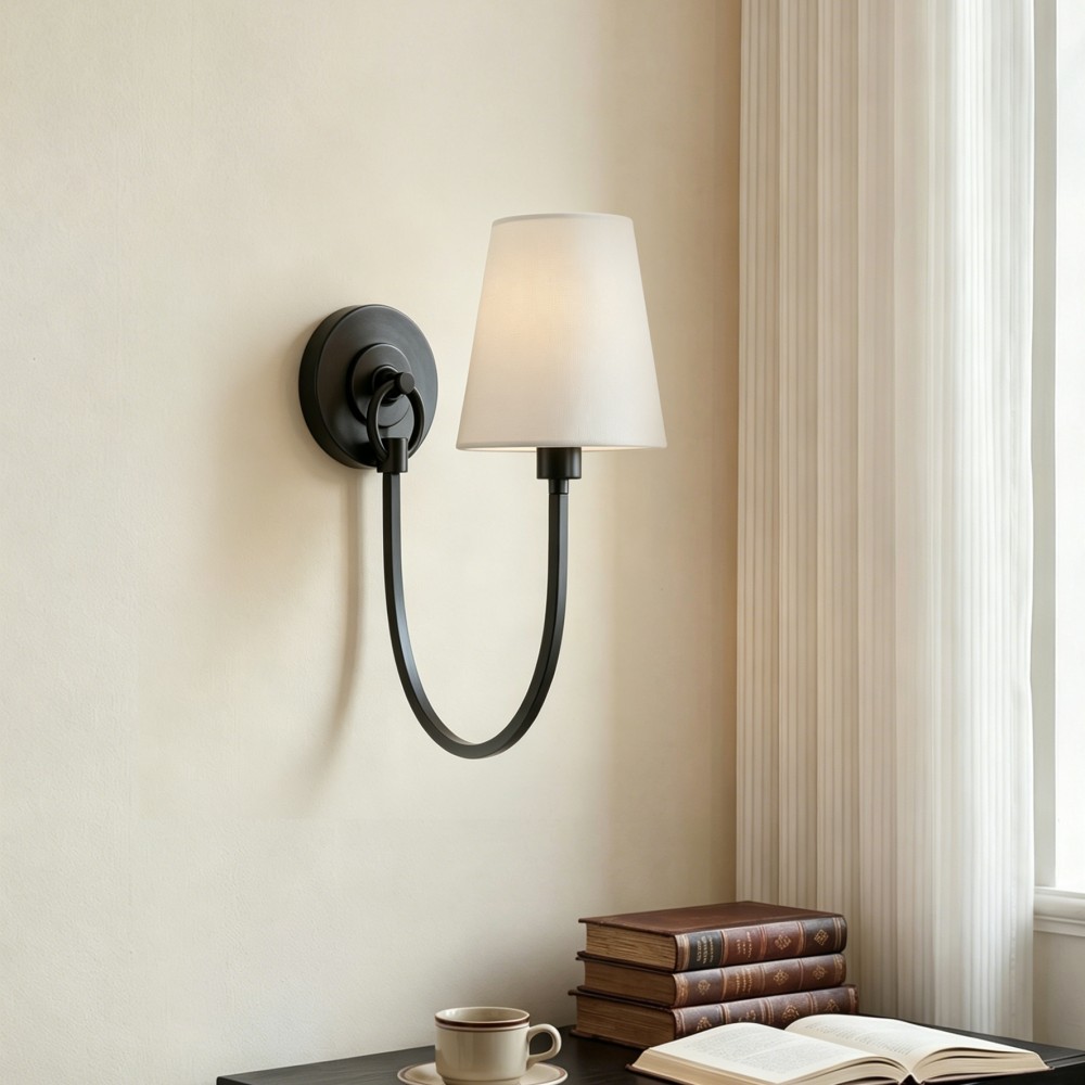 Modern LED Wall Lamp Copper Fabric Shade Decorative Luxury Fixture Indoor Lighting for Bedroom Living Room Hotel Project Space - Image 2