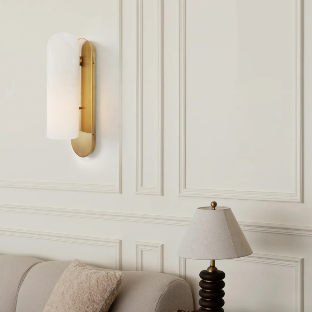 Wall Lamps Modern Wall Lamp Alabaster Wall Light Copper Indoor Luxury LED Bedside Bedroom Hotel Decorative Lighting Fixture - Image 2