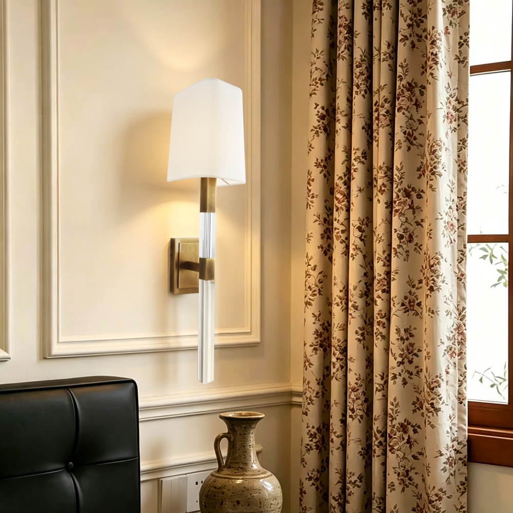 Modern LED Wall Lamp Copper Acrylic Fabric Shade Elegant Fixture Decorative Indoor Lighting for Bedroom Living Room Hotel Design - Image 2