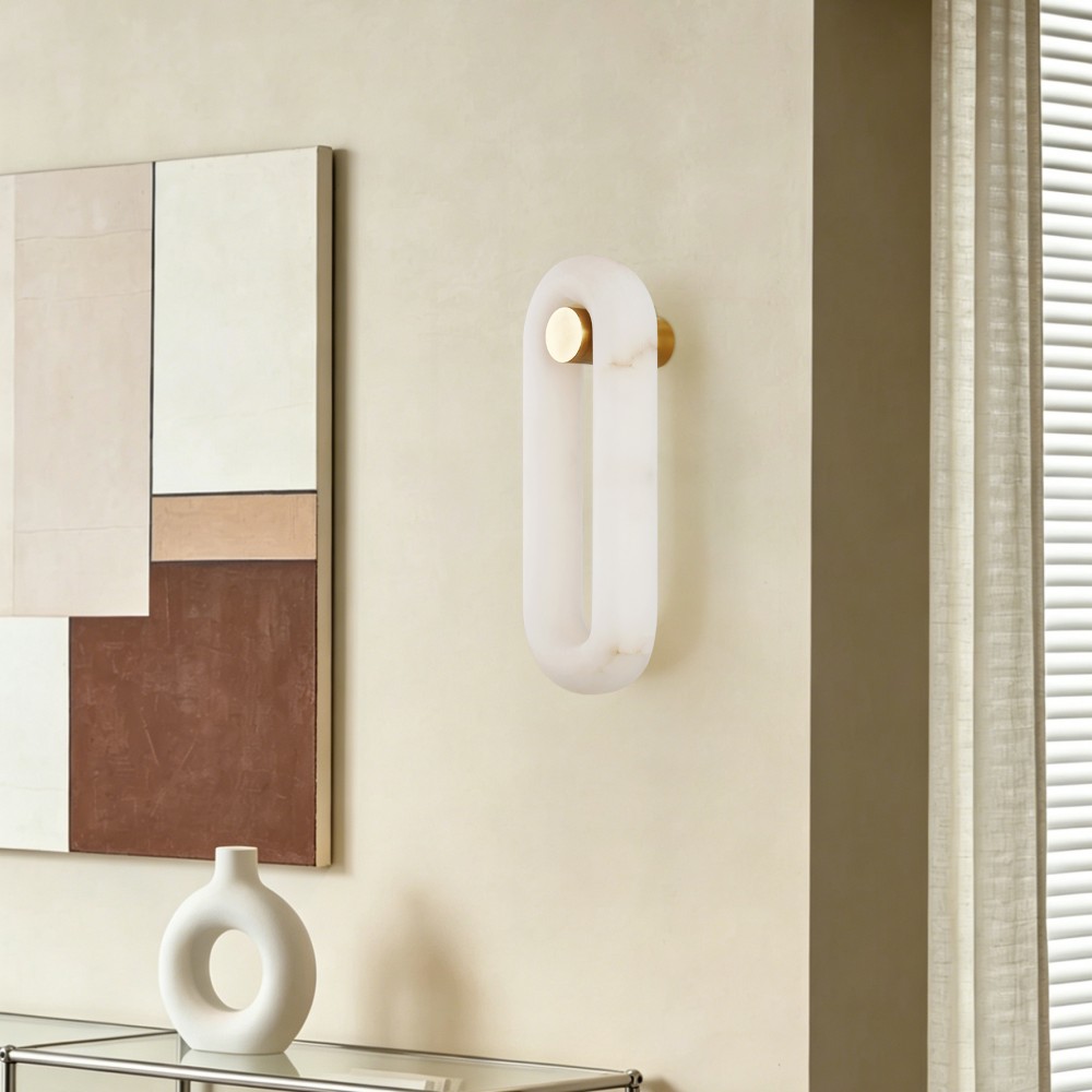 Wall Lamp Modern Wall Lamp Indoor Wall Light Oval Natural Alabaster Copper Luxury Decorative Bedroom Living Room Hotel Lighting