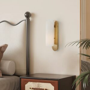 Wall Lamps Modern Wall Lamp Alabaster Wall Light Copper Indoor Luxury LED Bedside Bedroom Hotel Decorative Lighting Fixture