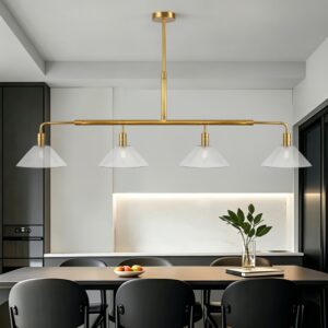 Pendant Light Glass Copper Modern Lighting Fixture Linear Bar Design Luxury Kitchen Island Dining Room Home Interior Project