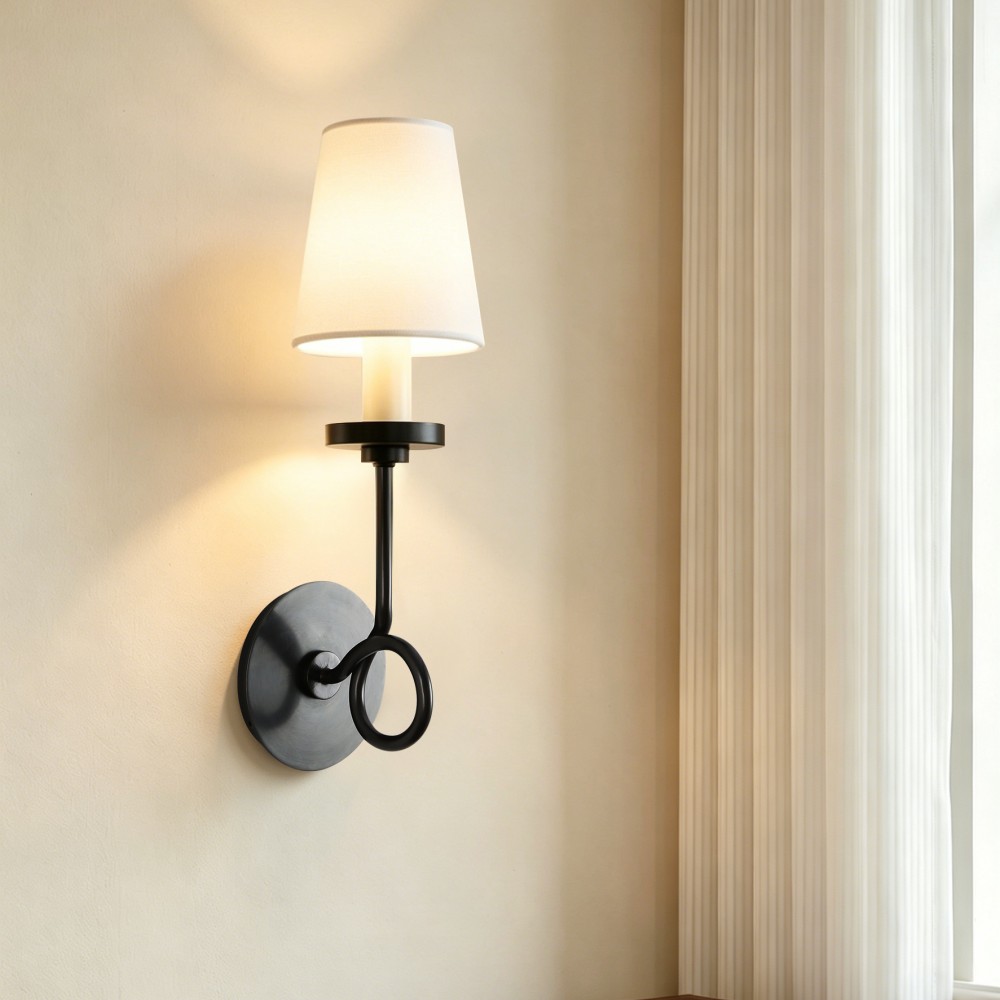 Wall Lamp Modern Wall Lamp Indoor Wall Light Copper Fabric Shade Decorative Bedroom Living Room Hotel Villa Interior Lighting - Image 2
